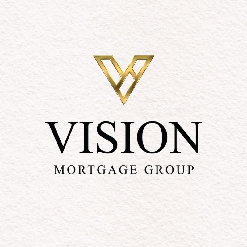 Logo for Vision Mortgage Group featuring a gold geometric 'V' emblem above the word VISION in a serif font.