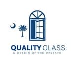 Quality Glass & Design of the Upstate logo: a blue arched window with a palm tree, sunburst, and moon above the company name.