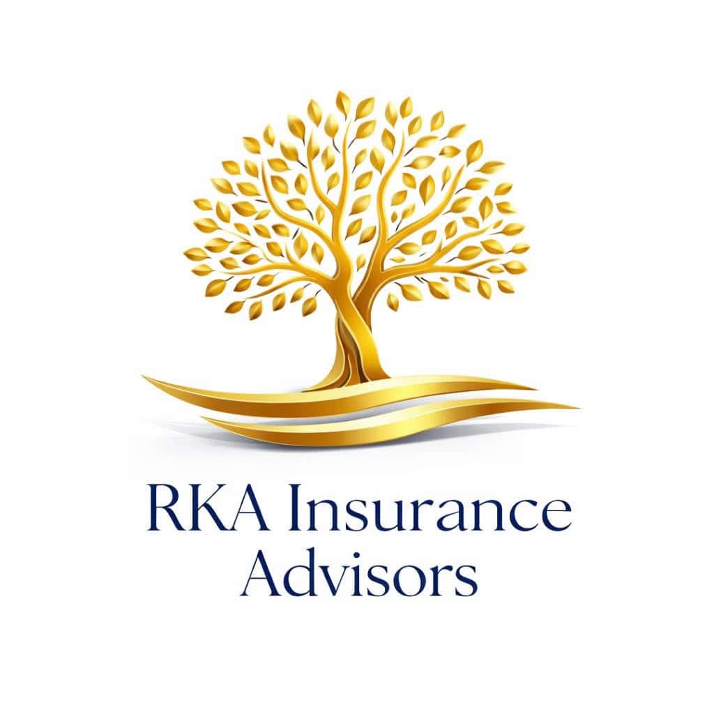 Logo for RKA Insurance Advisors: a gold stylized tree with swirling root-like shapes and leaves, above the blue company name.