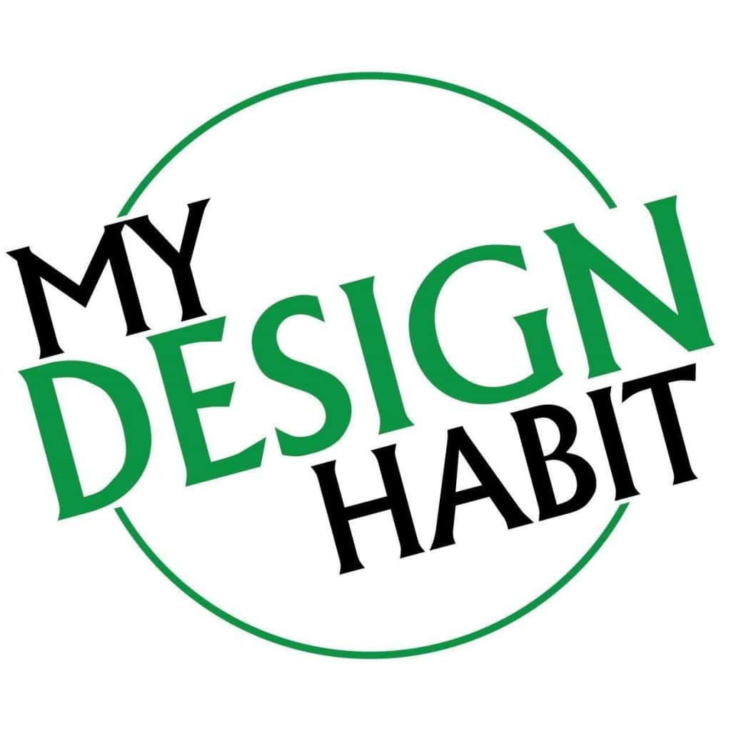Logo reading 'MY DESIGN HABIT' with green and black text inside a green circular outline.